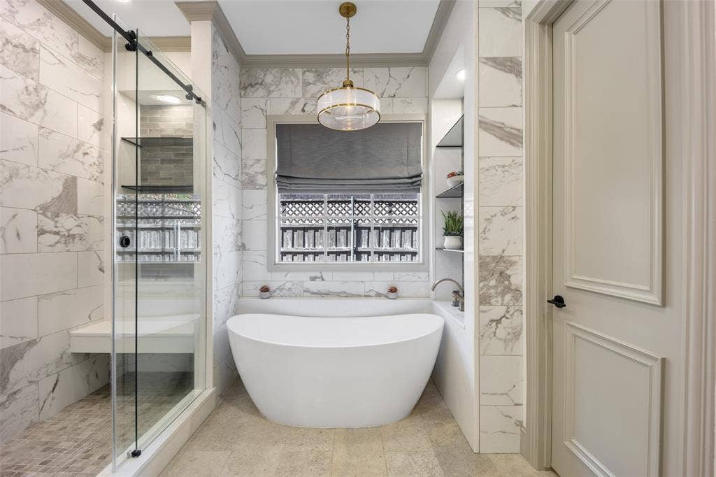 6615 Meadow Road, Dallas, TX 75230 Spa-worthy primary bath has been