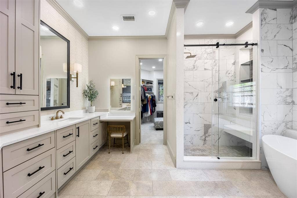 6615 Meadow Road, Dallas, TX 75230 Spa-worthy primary bath has been