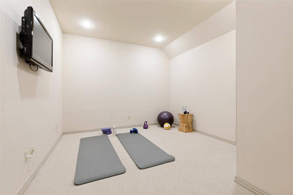 6615 Meadow Road, Dallas, TX 75230 New carpet and paint with TV included. Perfect for gym, yoga studio.