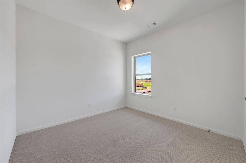2860 Yampa Drive, McKinney, TX 75071 Room featuring light-toned carpeting, white walls, and a single window with white trim