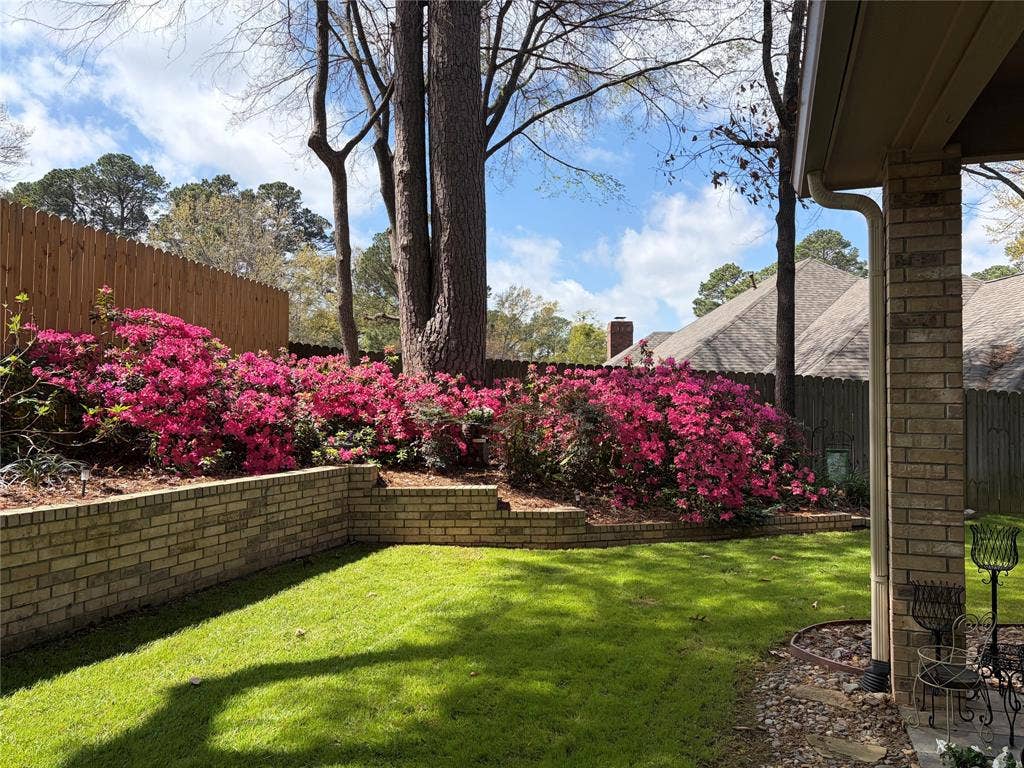 1137 Ashwood Drive, Tyler, TX 75703 Gorgeous Azalea bushes line the backyard in spring beside the towering mature trees!