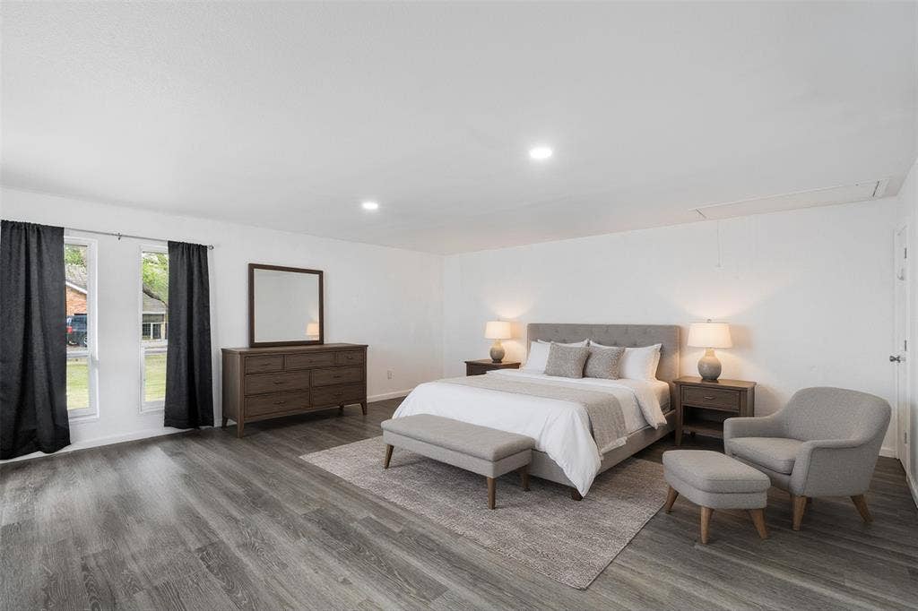 1819 W Cedar Elm Drive, Arlington, TX 76012 5TH BEDROOM - 3RD LIVING ROOM: Digitally staged as a second primary bedroom for this photo.