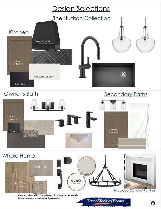 1825 Salt Grass Drive, Argyle, TX 76226 Design Selections, The Hudson Collection. Presenting various material and fixture specifications for the property