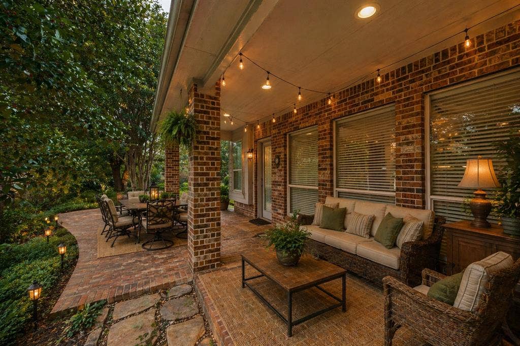 351 Southern Hills Drive, Fairview, TX 75069 Covered patio featuring a brick exterior and recessed lighting