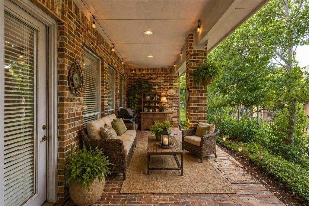 351 Southern Hills Drive, Fairview, TX 75069 Brick-paved covered patio with recessed lighting - Virtually Staged