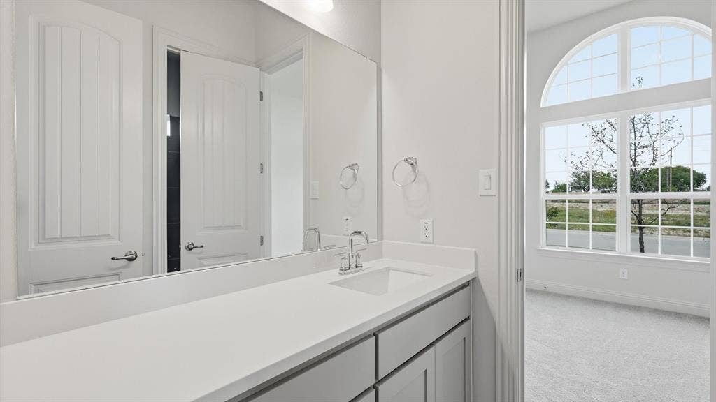 331 Fire Blade Drive, Aledo, TX 76008 Bathroom vanity featuring a single basin sink and a stone-finish countertop