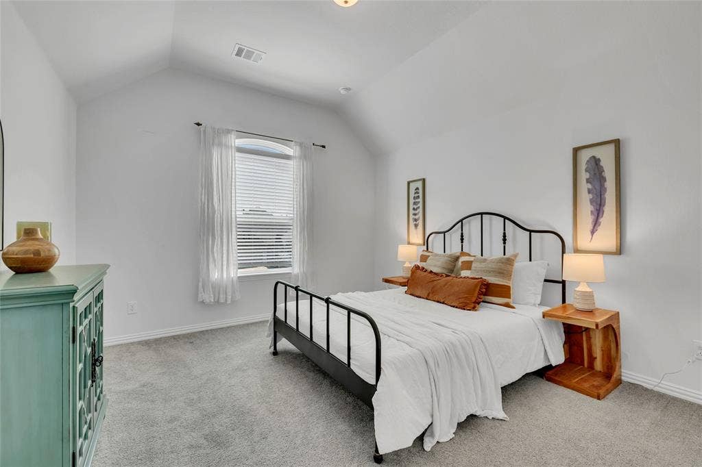566 Long Meadow Drive, Haslet, TX 76052 Bedroom #6. That IS a queen size bed, for reference. Located on the 2nd floor.