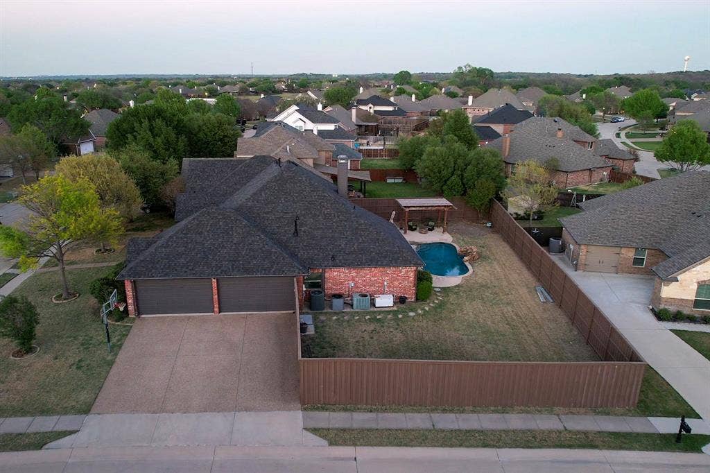 349 Creekside Trail, Argyle, TX 76226 Aerial perspective of suburban area