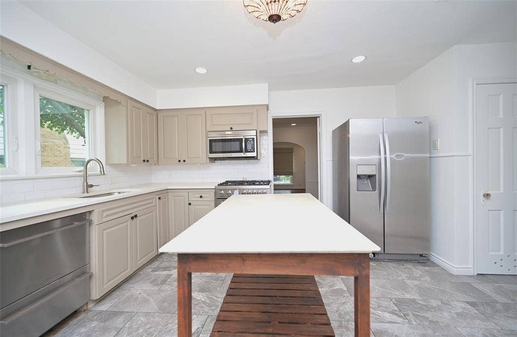 Kitchen facing dining