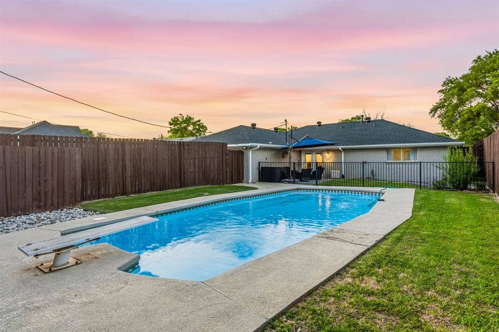 The sparkling pool is perfect for the upcoming Texas summer.