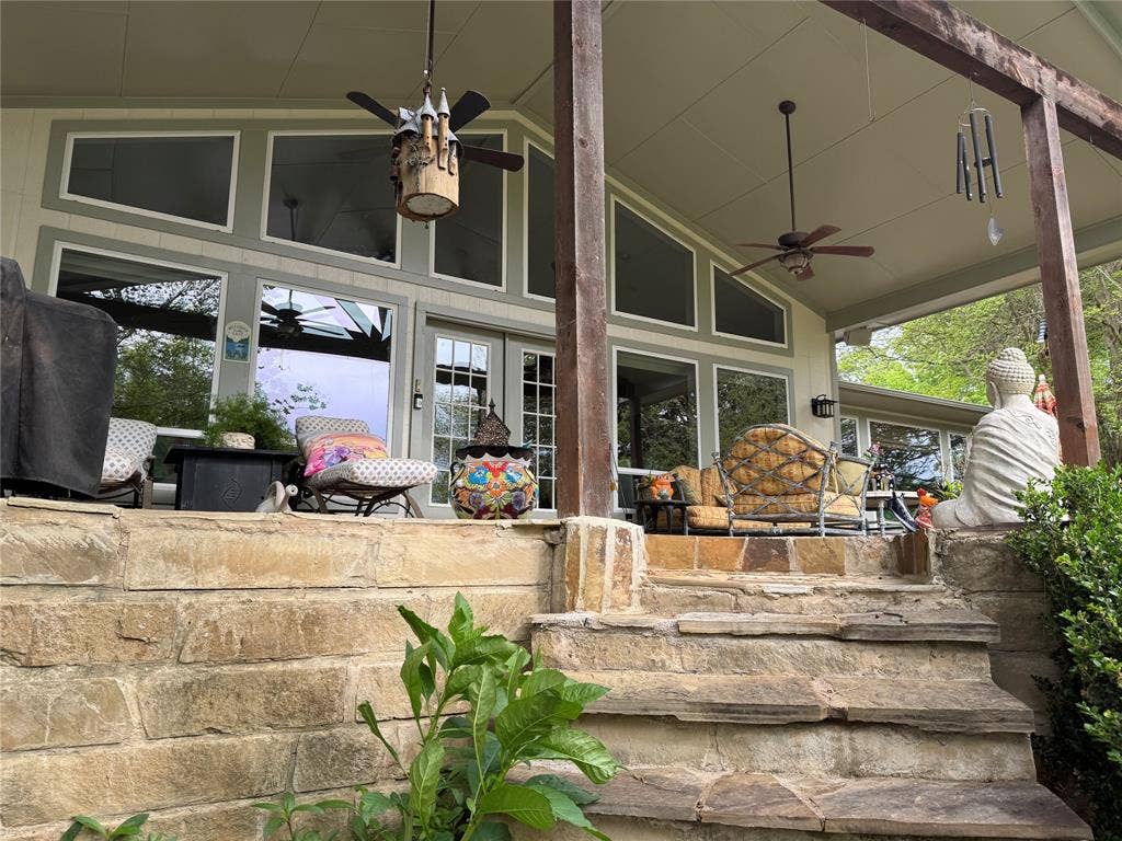471 Stirrup Ranch Road, Trinidad, TX 75163 View of back patio coming up the stairs to lake