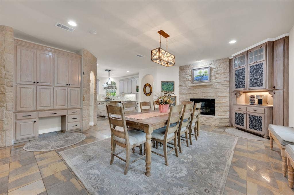 Dining space open to kitchen and living areas