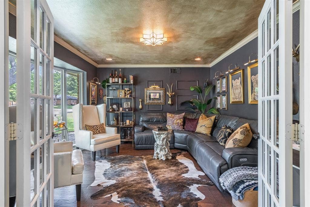 Lounge Living area featuring french doors into the entry