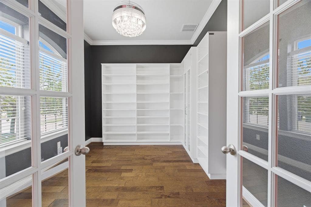 1104 9th Street, Argyle, TX 76226 Dedicated home office with custom shelving.