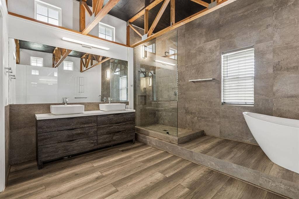 6360 Curtis Street, Plano, TX 75093 Totally remodeled primary bathroom with separate vanities.