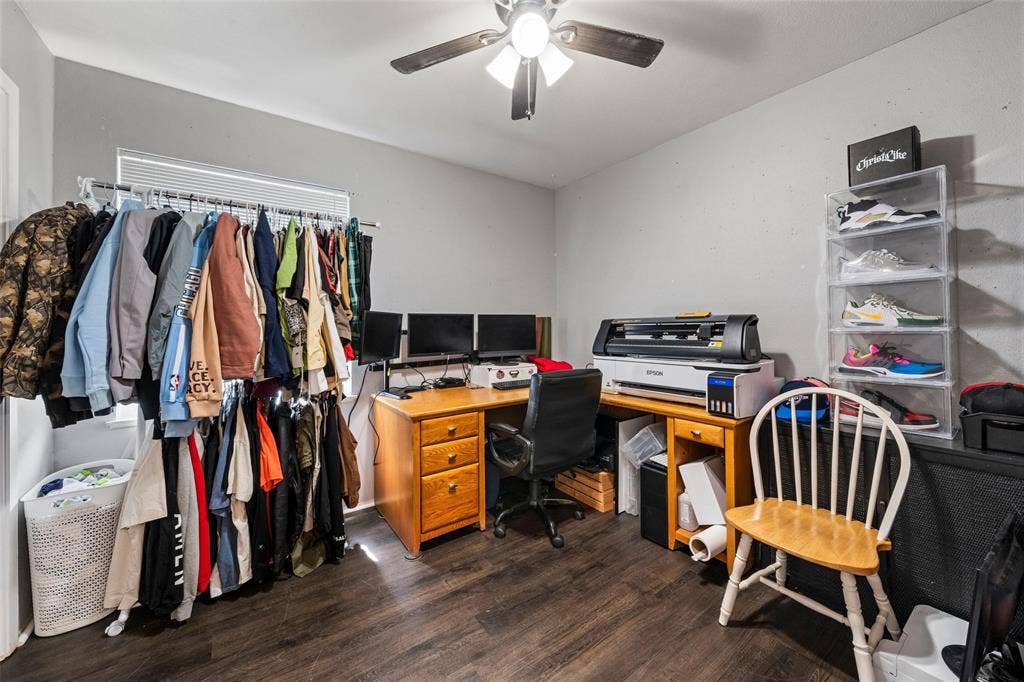1207 Pembrook Drive, Waco, TX 76710 Office space with dark wood-style floors and ceiling fan