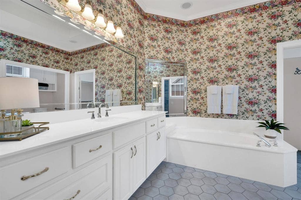 New tile floors, ctops, and fixtures.