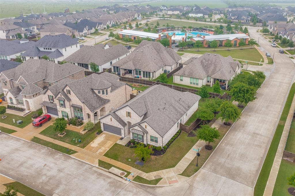 2801 Bedford Road, Northlake, TX 76226 Aerial perspective of the perfect corner lot, just a block from the amazing amenities center.