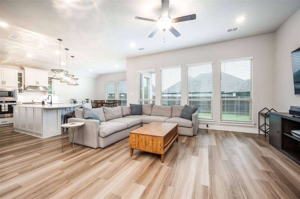 2801 Bedford Road, Northlake, TX 76226 Open-concept living space with beautiful LVP flooring.