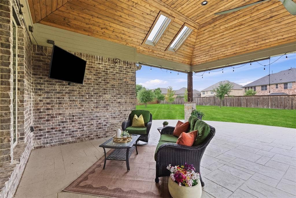 11414 Alejandra Lane, Frisco, TX 75035 Amazing 450 sqft covered patio with cedar tongue and groove ceiling