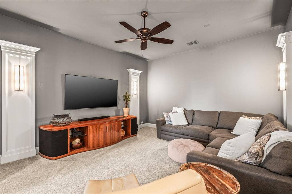 1640 Stillhouse Hollow Drive, Prosper, TX 75078 Love the media room. Ideal size, located on the 1st level away from the main areas and bedroom.