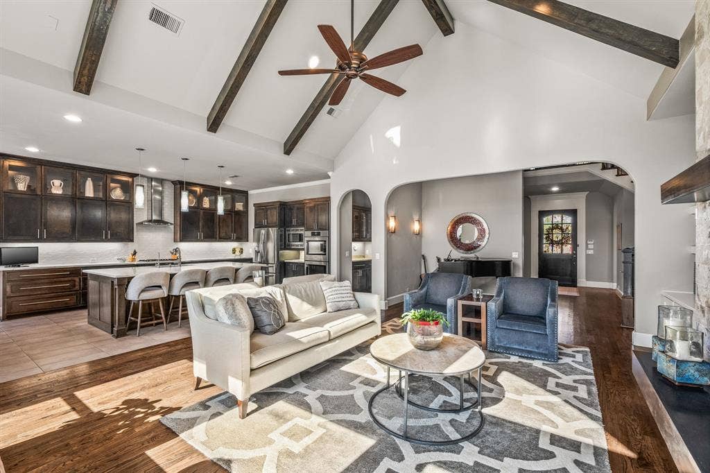 1640 Stillhouse Hollow Drive, Prosper, TX 75078 View from the living area looking towards the kitchen and entry.