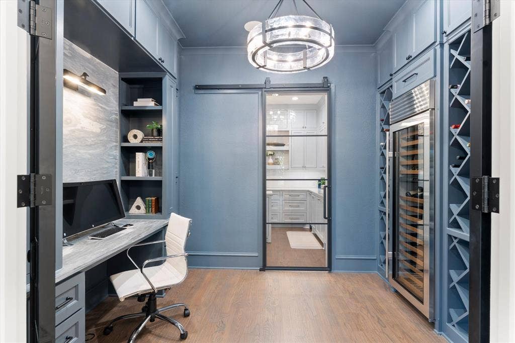 Wine room with a desk to work at? YES PLEASE!