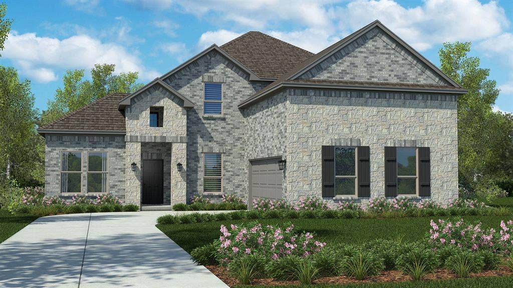 3297 PIER VIEW Street, Grand Prairie, TX 76065 Front Elevation - D.R. Horton's Valley SpringFloorplan Elevation B - All Home and community information, including pricing, included features, terms, availability and amenities, are subject to change at any time without notice or obligation. All Drawings, pictures, photographs, video, square footages, floor plans, elevations, features, colors and sizes are approximate for illustration purposes only and will vary from the homes as built.