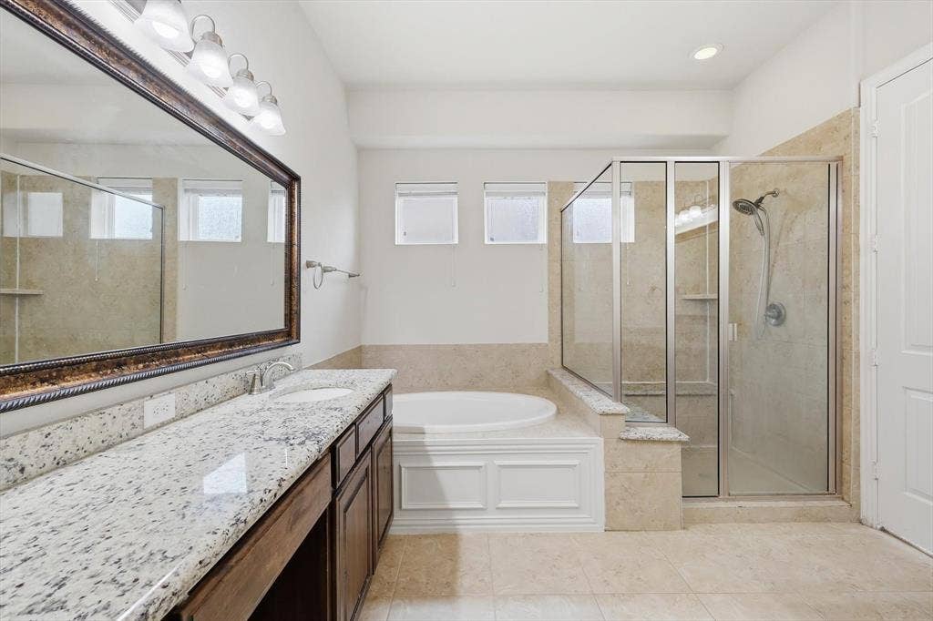 Primary Bathroom with Garden Tub and Walk In Shower