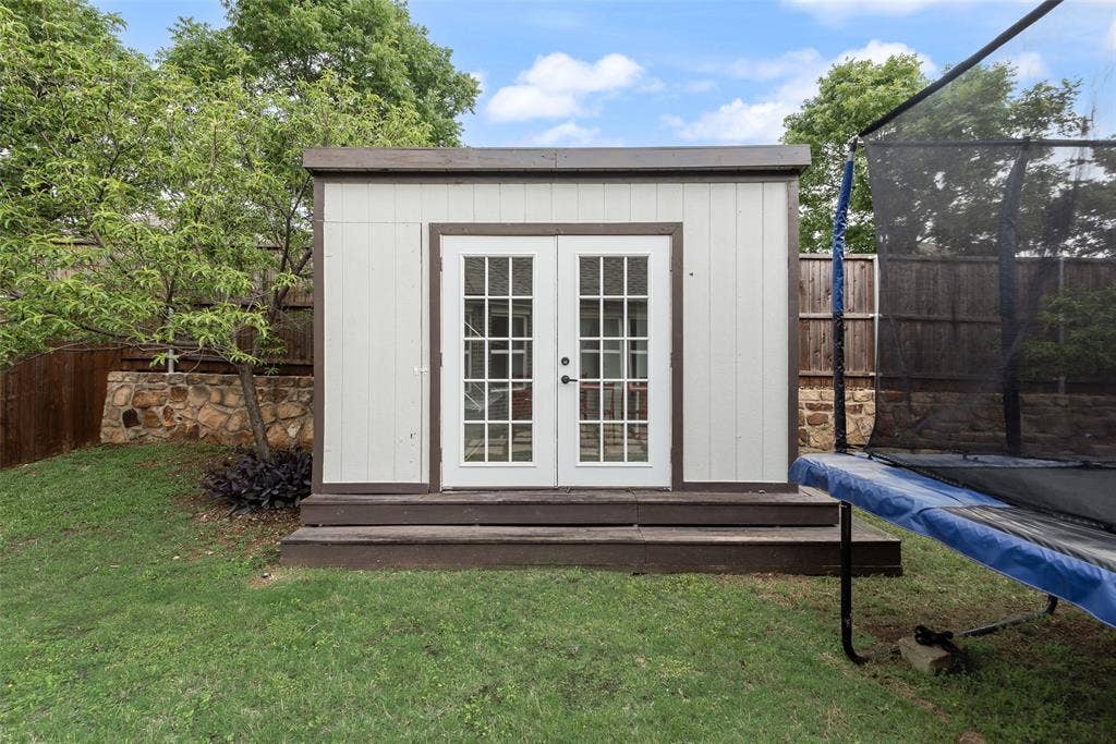 1432 Westview Lane, Northlake, TX 76226 Storage shed at 1432 Westview Ln in the Canyon Falls community in Northlake, TX