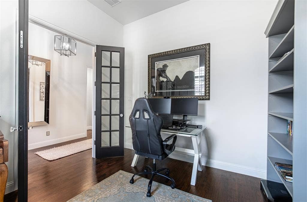 1408 9th Street, Argyle, TX 76226 The office is beautifully appointed with elegant French doors, adding both charm and privacy to the space.