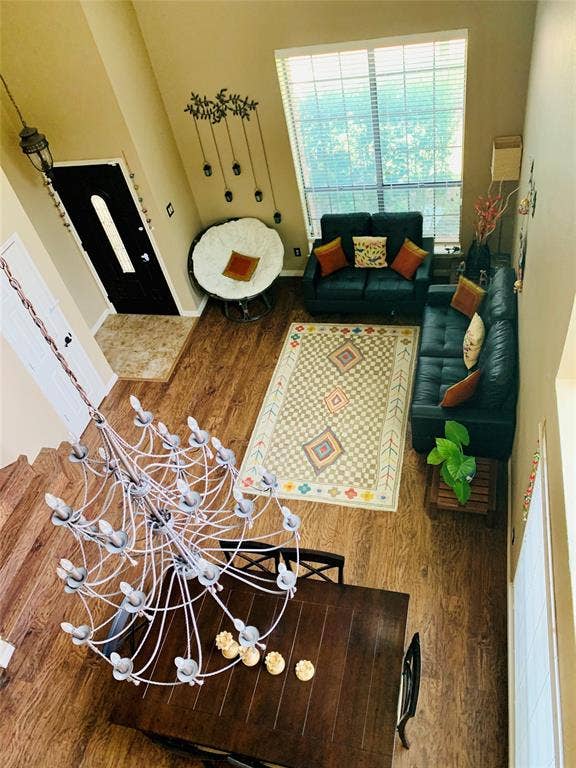 1848 Sonnet Drive, Grapevine, TX 76051 Two-story living area with wood-finish flooring throughout