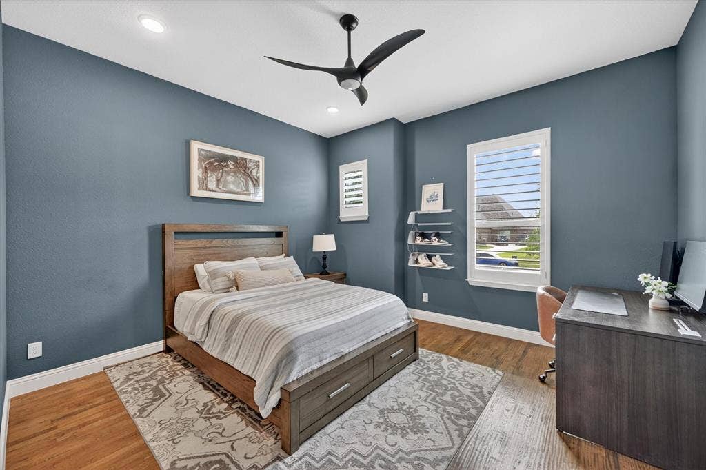 7108 Eagles Ridge Court, Argyle, TX 76226 Each secondary bedroom offers its own ensuite bath and walk-in closet with built-in dresser, ensuring comfort and privacy for all.