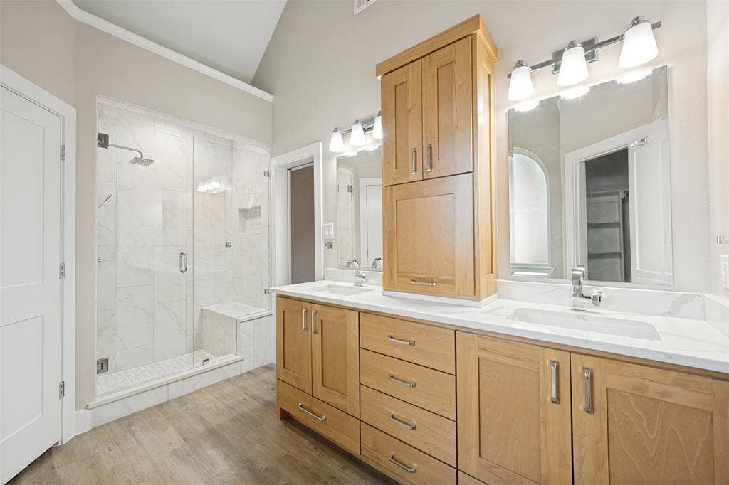 1818 Haydenbend Circle, Grapevine, TX 76051 Primary bathroom wit lots of cabinets and separate shower