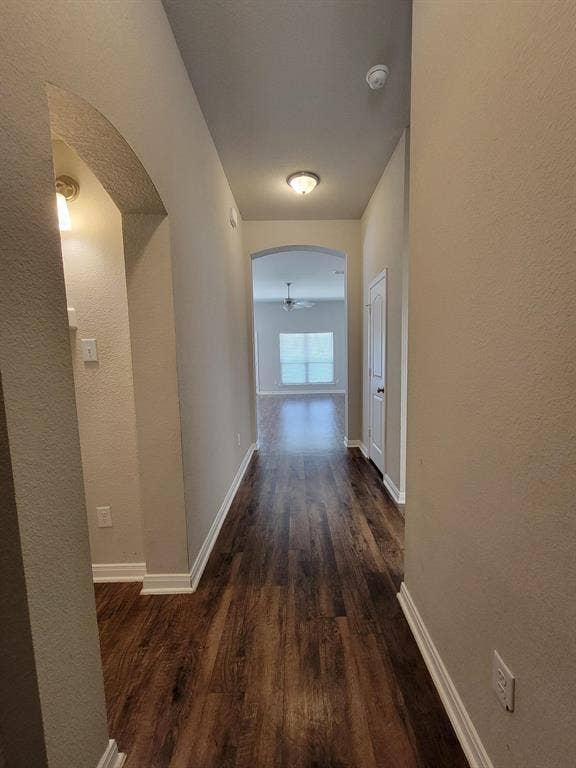 1106 Placid Circle, Waco, TX 76706 Hallway featuring wood-finish flooring, light neutral wall paint, and white baseboards