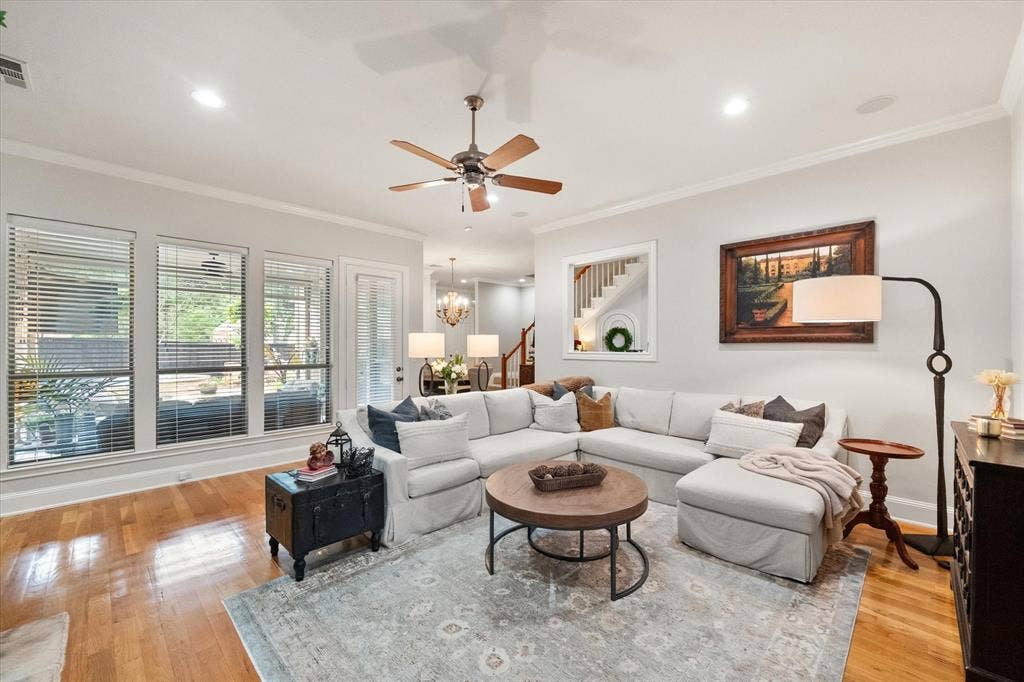 2123 Westchester Drive, Mansfield, TX 76063 Beautiful living room opens to the kitchen and has views of the amazing backyard