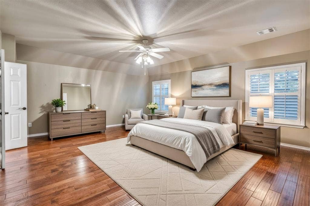 2405 Charlene Drive, Plano, TX 75074 staged with ai. So much space in this primary bedroom!