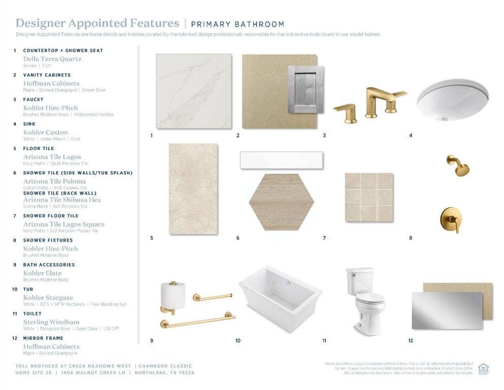 1408 Walnut Creek Lane, Northlake, TX 76226 Chambord Classic-Primary Bath Selections