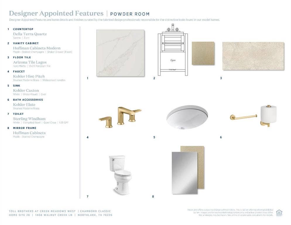 1408 Walnut Creek Lane, Northlake, TX 76226 Chambord Classic-Powder Room Selections