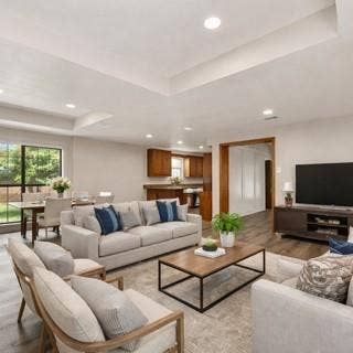 4100 Emerson Drive, Plano, TX 75093 AI generated furnishings for the game room and the breakfast nook behind it.