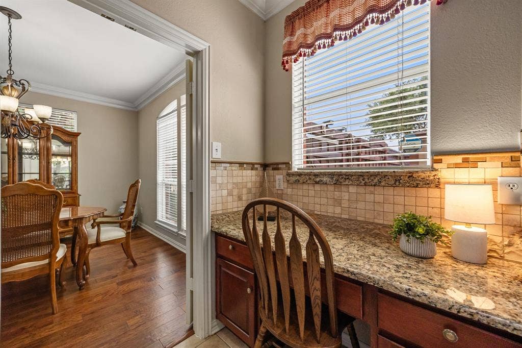1501 Weathered Wood Lane, Garland, TX 75040 Desk between kitchen and dining room