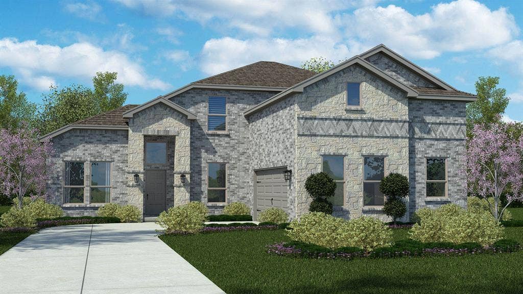 6869 BRAHMAN Drive, Arlington, TX 76001 Front Elevation - D.R. Horton's Valley SpringFloorplan Elevation Z - All Home and community information, including pricing, included features, terms, availability and amenities, are subject to change at any time without notice or obligation. All Drawings, pictures, photographs, video, square footages, floor plans, elevations, features, colors and sizes are approximate for illustration purposes only and will vary from the homes as built.
