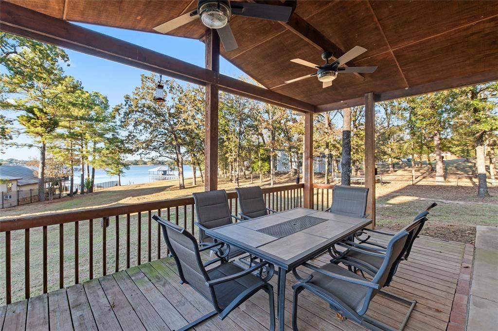 6001 Melba Drive, Malakoff, TX 75148 Relaxing retreat with an elevated view of the lake. Plenty of lot left to build a large waterside lakehouse and use this as guest quarters when finished.