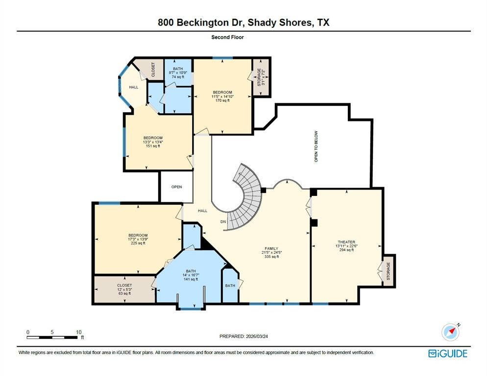 800 Beckington Drive, Shady Shores, TX 76208 Floor plan of the Upstairs