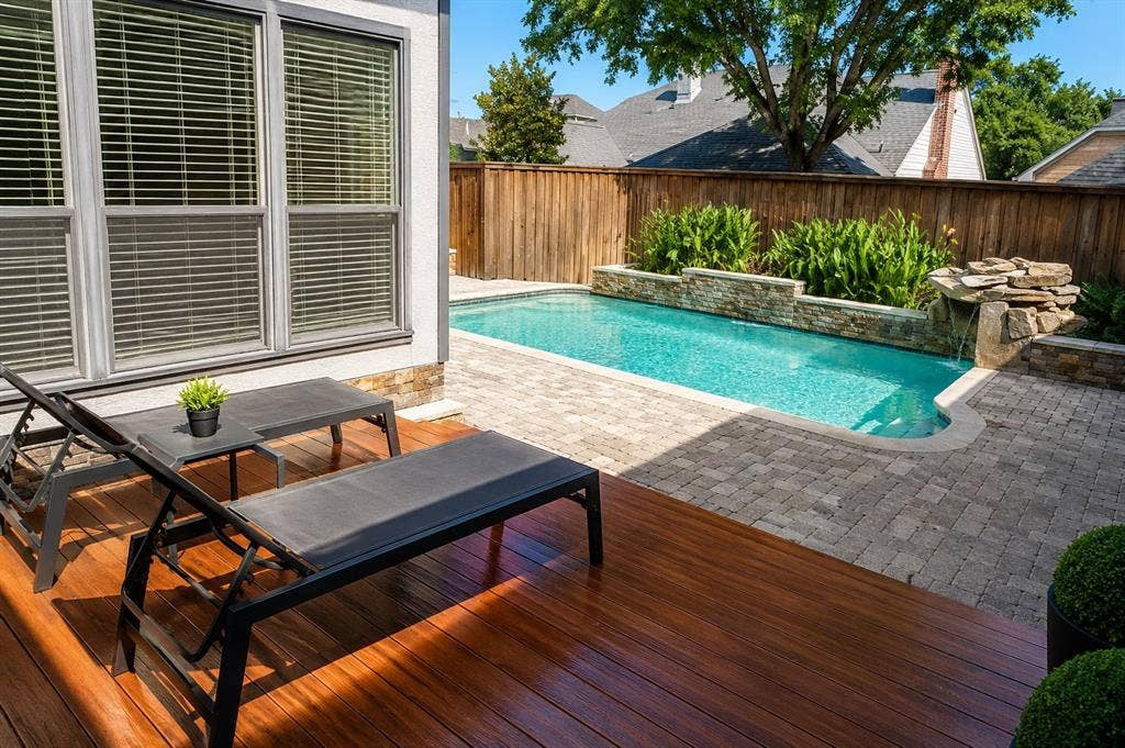 4315 Creekmeadow Drive, Dallas, TX 75287 Great pool view. Fountain add relaxing water sounds.