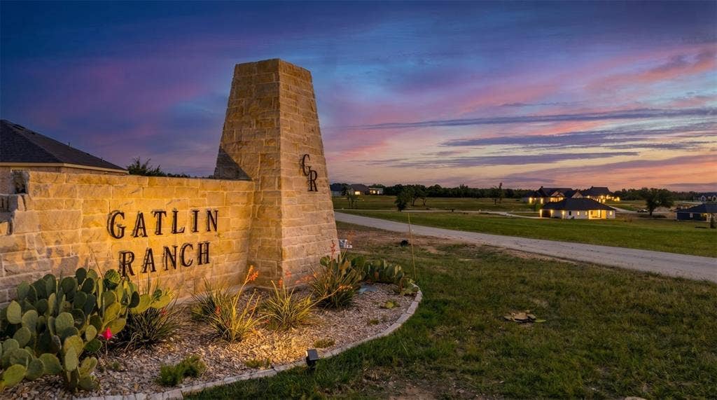 2004 Willy Dilly Road, Springtown, TX 76082 Stone entry monument featuring "Gatlin Ranch" lettering and integrated lighting