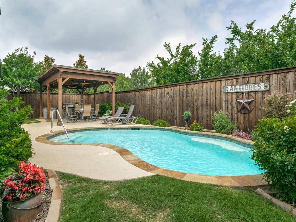 720 Hampshire Drive, Prosper, TX 75078 This pool area is private and backs up to the greenbelt.