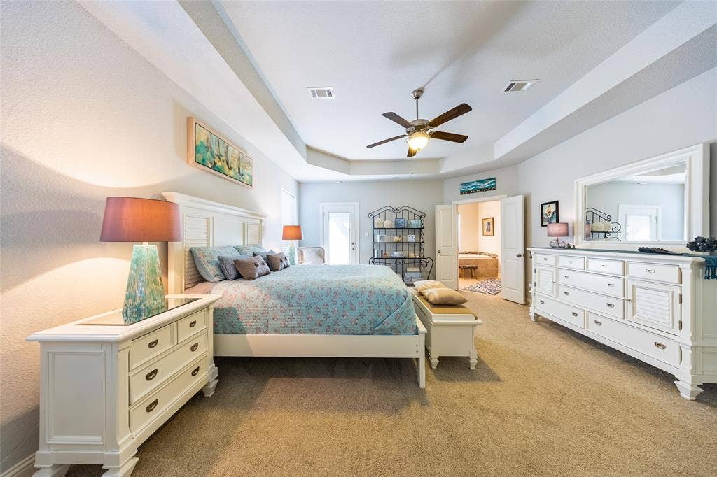 Calm colored walls bathed in natural light.