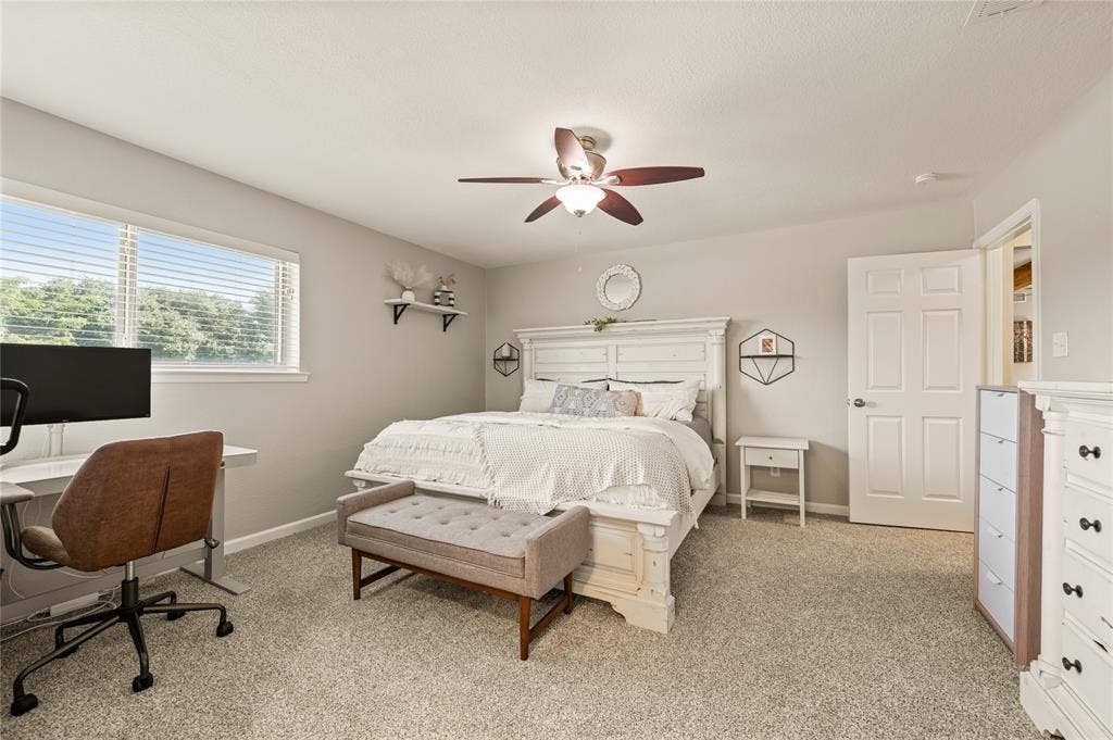5656 Oak Haven Drive, Fort Worth, TX 76244 Fresh carpet and updated interior finishes help this bedroom feel clean, calm, and ready for a new start.