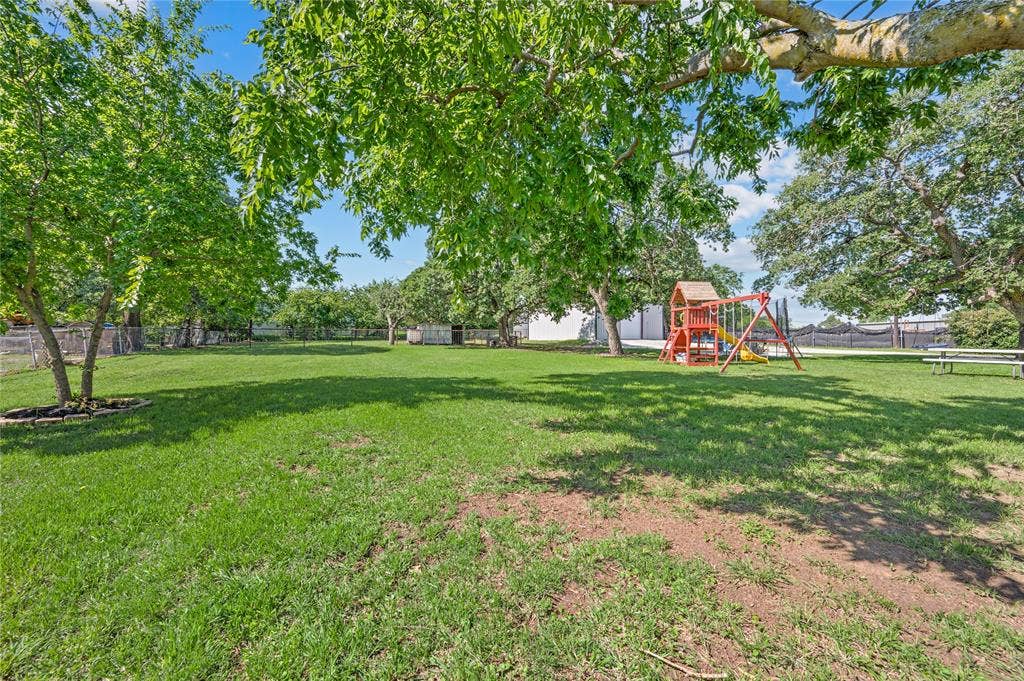5656 Oak Haven Drive, Fort Worth, TX 76244 This backyard is the showstopper, with mature oak trees, fresh sod, a firepit seating area, and room to play, garden, gather, or just breathe.